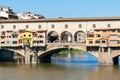 Closeup of Ponte Vecchio old bridge over river Arno - Florence Royalty Free Stock Photo