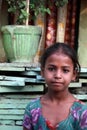 Closeup of a poor girl child from New Delhi, India