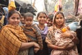 Closeup of poor urban slum india family