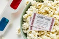 Closeup of pop corn cinema and movie entertainment concept