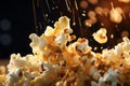 Closeup of popcorn popping capturing the