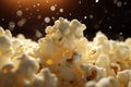 Closeup of popcorn popping capturing the