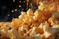 Closeup of popcorn popping capturing the