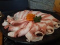 Closeup Pork Meat Slice on the Plate