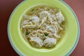 Pork and egetable wonton and noodle soup Royalty Free Stock Photo