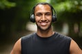 Closeup portrait of african american young athlete training in park Royalty Free Stock Photo