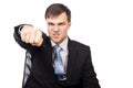 Closeup portrait of an angry businessman threatening with his fist Royalty Free Stock Photo