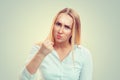 Angry woman showing fist up Royalty Free Stock Photo