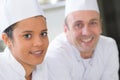 closeup portrait apprentice chef and supervisor