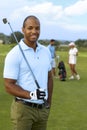 Closeup portrait of athletic male golfer