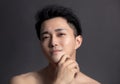 Closeup portrait of attractive young asian man face Royalty Free Stock Photo