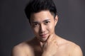 Closeup portrait of attractive young asian man face Royalty Free Stock Photo