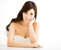 Closeup portrait of attractive young woman smiling Royalty Free Stock Photo