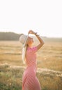 Closeup portrait of a beautiful blonde woman in straw hat Royalty Free Stock Photo