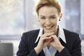 Closeup portrait of beautiful happy businesswoman Royalty Free Stock Photo