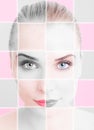 Closeup portrait of beautiful woman with collage and filter applied Royalty Free Stock Photo