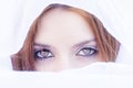 Closeup portrait of beautiful woman with intence green eyes arab Royalty Free Stock Photo