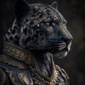 Black panther general dressed in old military clothes