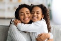 Closeup portrait of bonding african american mother and daughter Royalty Free Stock Photo