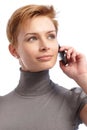 Closeup portrait of businesswoman on mobile Royalty Free Stock Photo