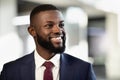 Closeup portrait of cheerful african american young businessman Royalty Free Stock Photo