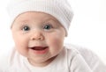 Closeup portrait of cute baby wearing a hat