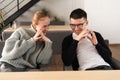 Closeup portrait of ginger women telling secrets to her colleague. Backstage collusion. Intrigue at work Royalty Free Stock Photo