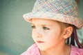 Closeup portrait girl. Child positive emotions. Summer days. Pretty kid outdoor. Happy childhood.