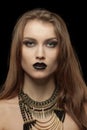 Closeup portrait of a gothic young woman with Royalty Free Stock Photo