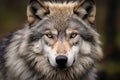 Closeup portrait of a gray wolf Canis lupus, A Grey Wolf staring close up portrait, AI Generated Royalty Free Stock Photo