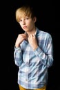 Closeup portrait of handsome blond boy. Studio portrait. Royalty Free Stock Photo