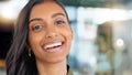 closeup portrait of happy, beautiful young woman smiling and laughing while looking into camera. Fun, charming Royalty Free Stock Photo