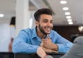 Closeup Portrait Of Happy Smiling Business Man Give Credit Card To Female Shop Assistant Paying For Clothes Royalty Free Stock Photo