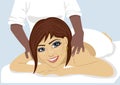 Closeup portrait of happy woman receiving back massage at salon spa Royalty Free Stock Photo