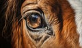 Closeup portrait of horse\'s eye. AI generated Royalty Free Stock Photo