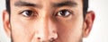 Closeup, portrait and man with eyes, vision and looking forward with sight, see and clear optics. Face, male person or Royalty Free Stock Photo