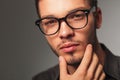 Closeup portrait of a man wondering about something Royalty Free Stock Photo