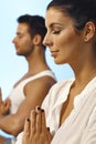 Closeup portrait of meditating woman Royalty Free Stock Photo