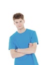 Closeup.portrait of a modern guy in the blue shirt. Royalty Free Stock Photo