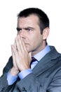 Closeup portrait of a pensive worried businessman Royalty Free Stock Photo