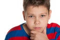 Closeup portrait of a pensive young boy Royalty Free Stock Photo