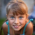 Closeup portrait of a playful cute little girl. Happy. Royalty Free Stock Photo