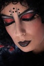 Closeup portrait of professional devil makeup Royalty Free Stock Photo