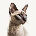 Closeup portrait of a purebred Siamese cat