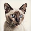 Closeup portrait of a purebred Siamese cat