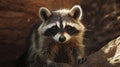 Closeup Portrait of a Raccoon in Rocky Environment Royalty Free Stock Photo