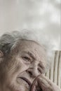 Closeup portrait of sad elderly woman Royalty Free Stock Photo