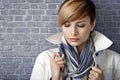 Closeup portrait of sad young woman, looking down