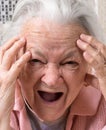 Closeup portrait of scared old woman Royalty Free Stock Photo