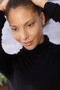 Closeup portrait of smiling afro-american woman